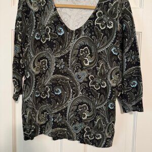 Dressbarn XL Black Teal Green V Neck Sweater Never Worn